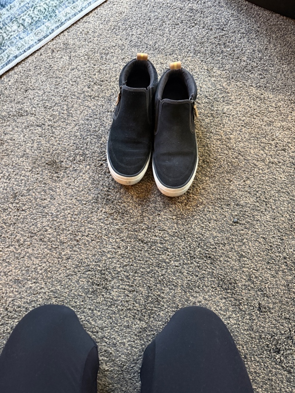 Sperry Black Canvas Slip-On Loafers with White Sole
